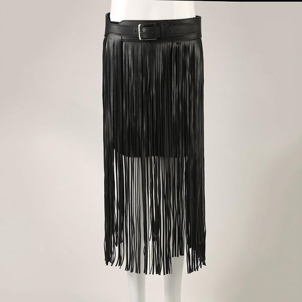 

belts long tassel fringe black faux pu leather lady belt high waist tide punk boho female hippie bl76, Black;brown