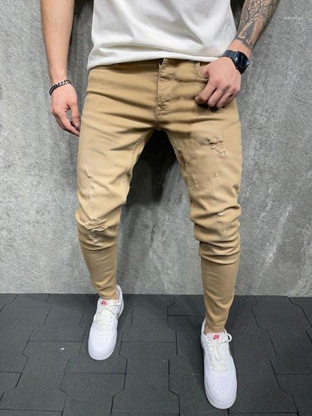 

men's pants casual zippered closure type stoashed pencil hole decoration woven sports, Black