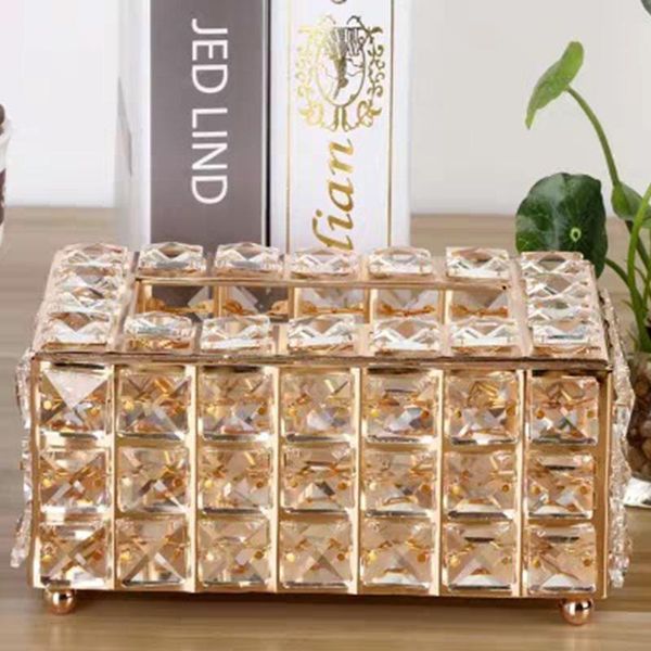 

tissue boxes & napkins case storage box shinning gold silver glass paper container for restaurant car home el 2021 #1211