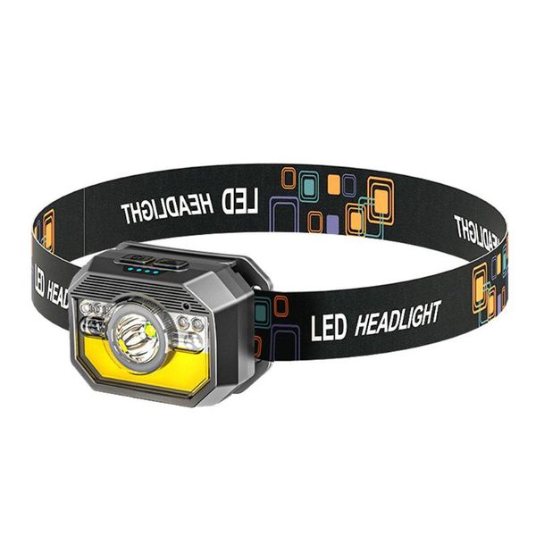 

headlamps xpg+cob led 350lm portable strong headlight usb rechargeable induction headlamp head-wear warning lantern for camping