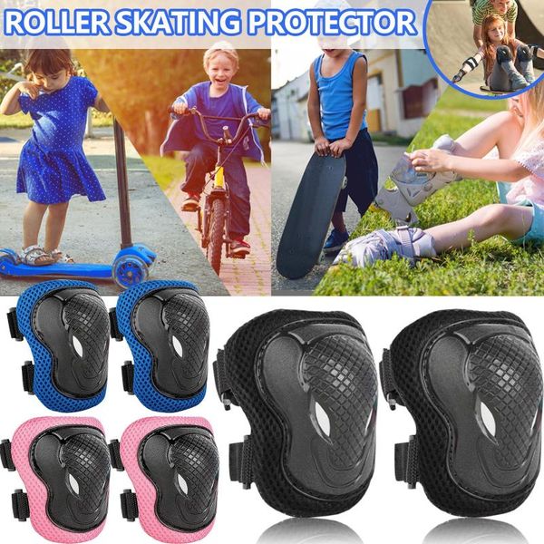 

kids elbow knee protective pads child skateboard roller skate bike gear guards skating cycling, Black;gray