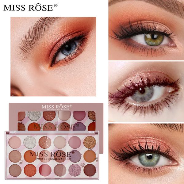 

miss rose 18 color eyeshadow palette pearly matte waterproof long-lasting nude makeup glitter eye shadow palette cosmetics
