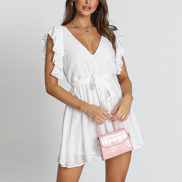 

women's wool & blends summer fashion versatile solid v-neck sleeveless backless chiffon women's dress, Black