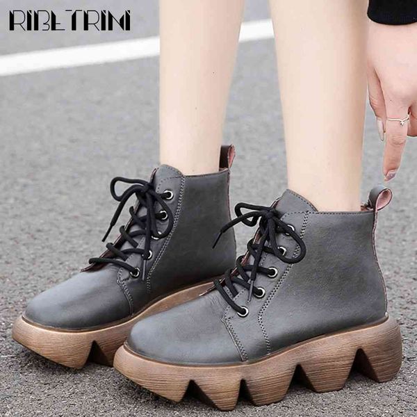 

boots retro platform shoes brand design ankle women fashion med strange heels boots, Black