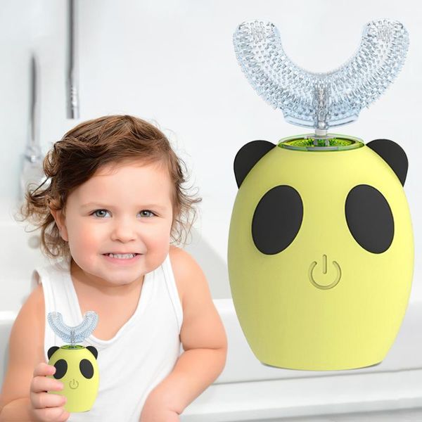 

smart electric toothbrush 360 degree automatic ultrasonic for kids waterproof u shape cartoon rechargeable silicon children