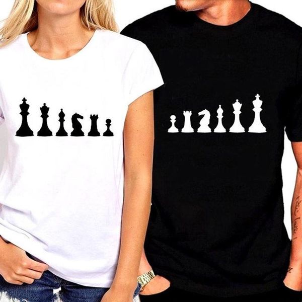 

women's t-shirt valentine's day 2021 fashion chess couple t-shirts funny gift for lyweds women short summer print tshirts, White