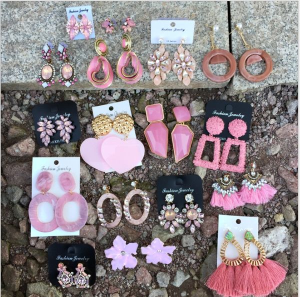 

wholesale european and american fashion earrings personality exaggerated earrings girl pink earrings hipster fast shipping, Silver