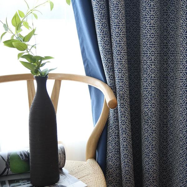

curtain & drapes chinese traditional geometric backout curtains nordic modern simple cotton linen jacquard cortinas for living room bedroom