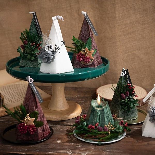 

candles nordic style creative christmas tree cone candle ornaments bedroom bathroom pentagon ice flower wax fragrance gifts