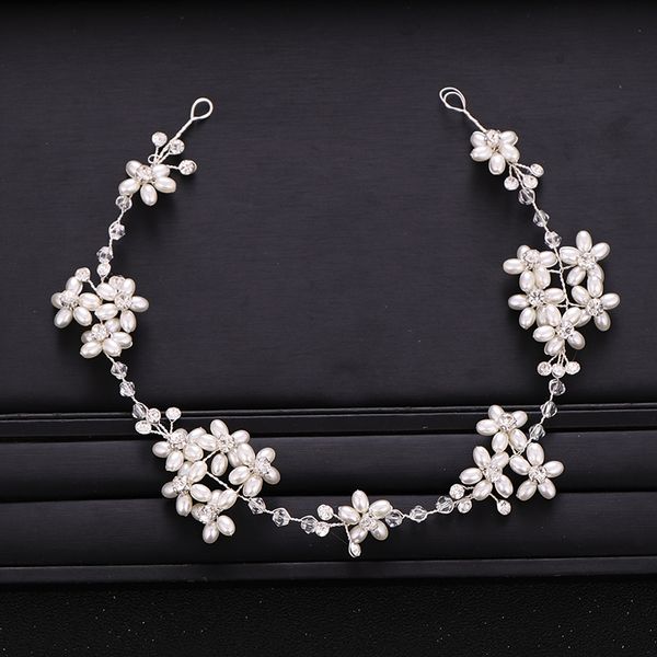 

new wedding hair accessories silver color rhinestone crystal pearl headband bridal tiara princess tiara handmade accessoriesdio chan contact, Golden;white