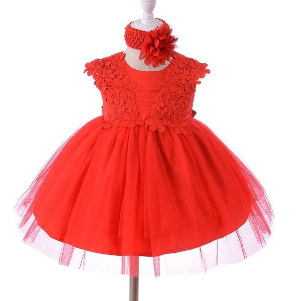 

girl's dresses red formal elegant 1 year old birthday dress sweet baby girl white party vestido toddler clothing 0-24 month abf164717, Red;yellow