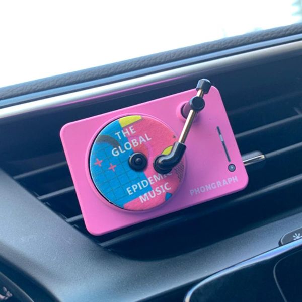 

car air freshener solid perfume styling deodorant record player fragrance vent outlet interior accessories remove odor mini