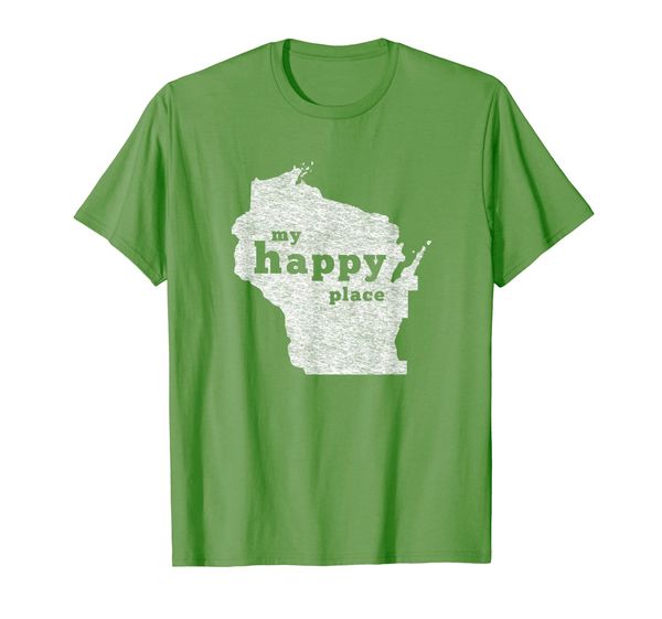 

wisconsin t-shirt distressed my happy place tee, White;black