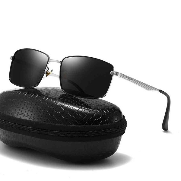 

2021 new arrived polarizer sunglass men vintage square polarized driving sun glass retro metal frame eyewear for male goggle, White;black