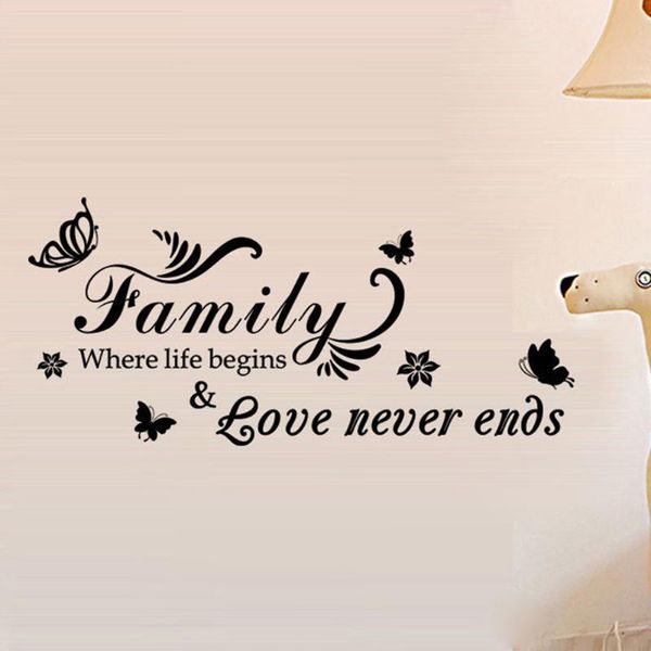 

wall stickers family quote art decal mural paper butterfly vines lettering words sticker home diy decor removable