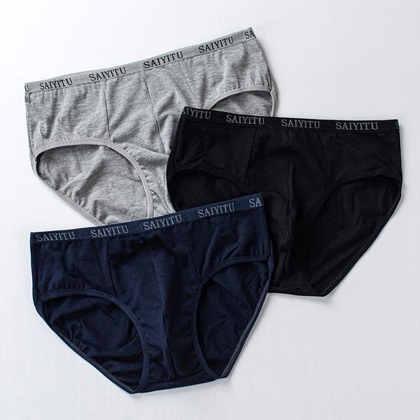 

underpants men's underwear medium waist elastic cotton briefs summer youth pants loose shorts breathable large, Black;white