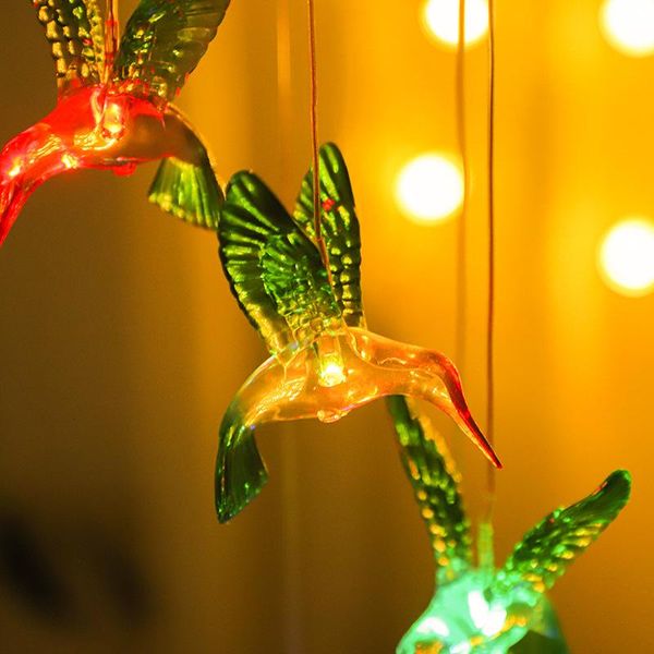 

strings led solar wind chime lamp outdoor waterproof simulation dragonfly hummingbird garden decoration hanging