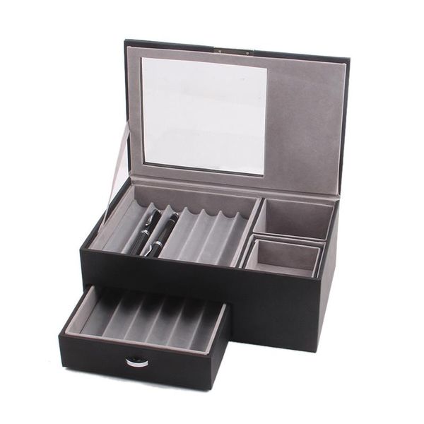 

pencil cases pu desk storage rack, diy pen holder, easy assembly, home,with drawer