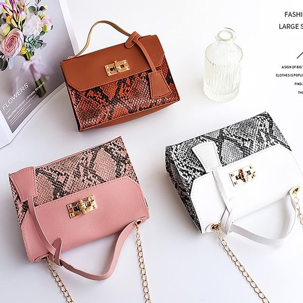 

waist bags mini small square bag 2021 fashion pu leather women's handbag snake pattern chain shoulder messenger