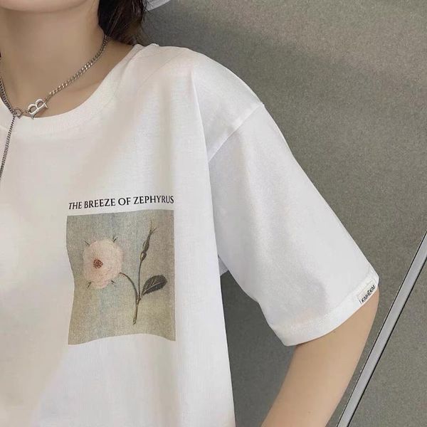 

women's t-shirt 21ss kimhekim flower in spring and summer, White