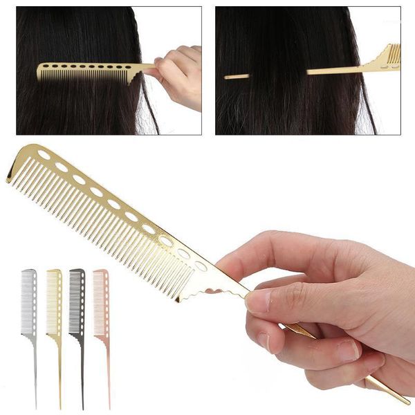 

professional tail comb men women salon rat hair barber aluminum metal hairdress styling tool1, Silver