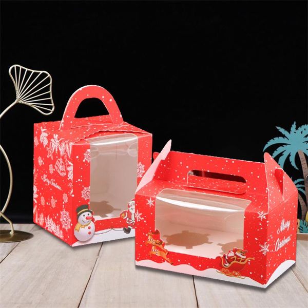 

gift wrap 10pcs/lot christmas cupcake packing box with window handmade cake cookie favors candy boxes baby shower wedding party decor