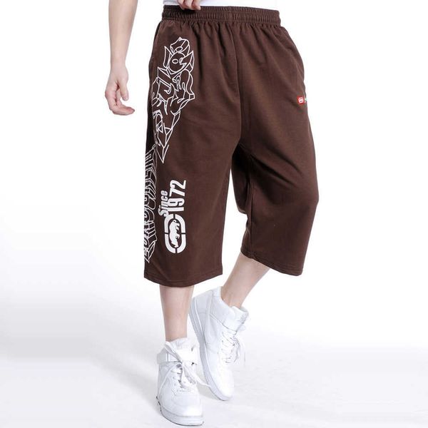 

hip hop men male brand joggers clothing exercise shorts summer baggy loose calf trousers plus size xxxxl 5xl 6xl a57 210714, White;black