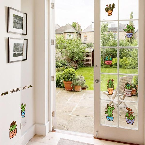 

wall stickers cartoon cactus flower decorative sticker waterproof home decor for kids rooms diy decoration mural custom