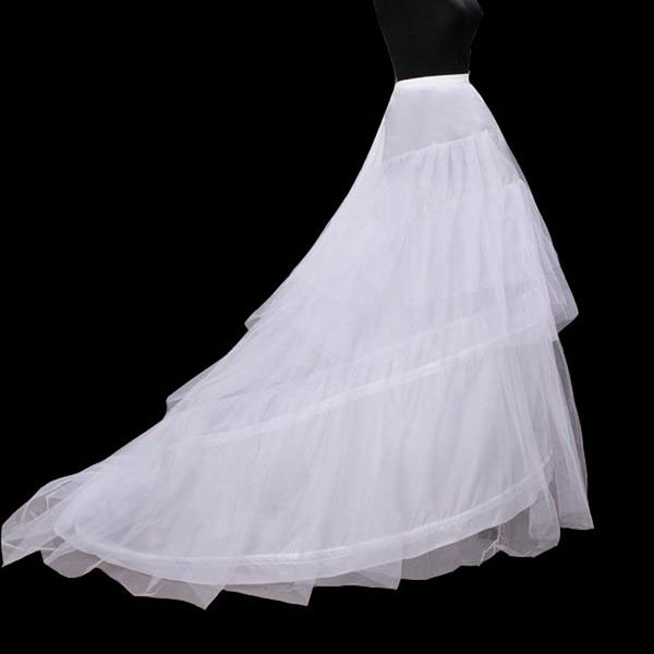 Weiße Petticoats Hoop 3 Schichten Crinoline Petticoats für Brautkleider langer Zug Petticoat