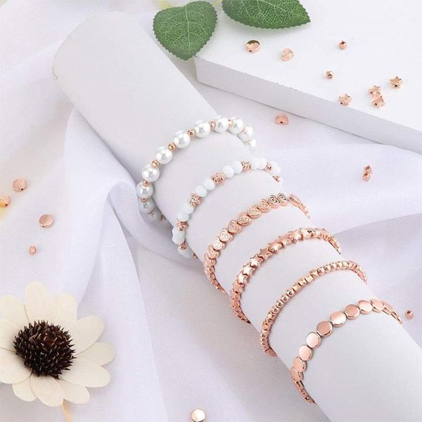 

chains 1200pcs diy bracelet accessories golden rose gold star beads round heart loose accessory for women earrings necklace, Silver