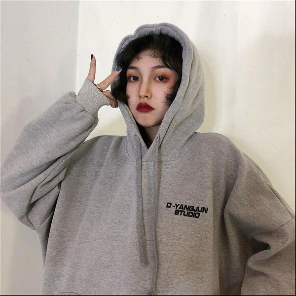 

oversized clothes teen street womens sweatshirt harajuku hip hop printing loose leisure pink korean style, Black