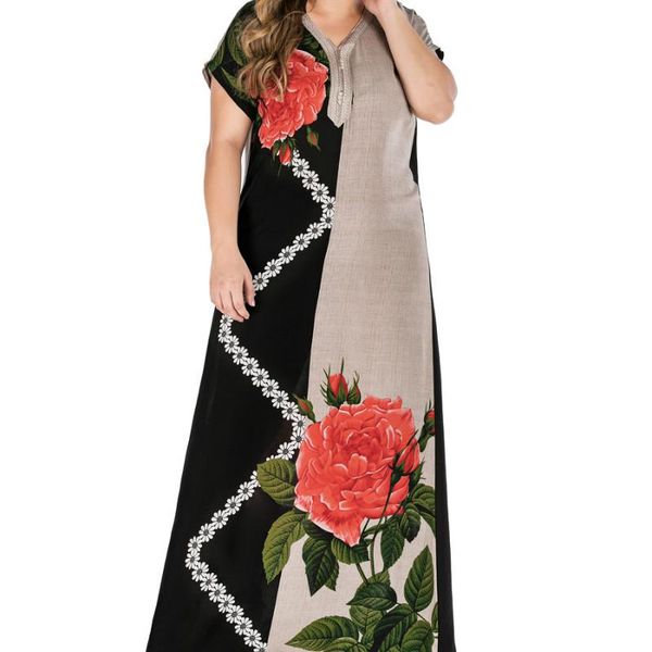 

african dresses for women 2021 v-neck printing plus size long dress clothes print ethnic clothing, Red