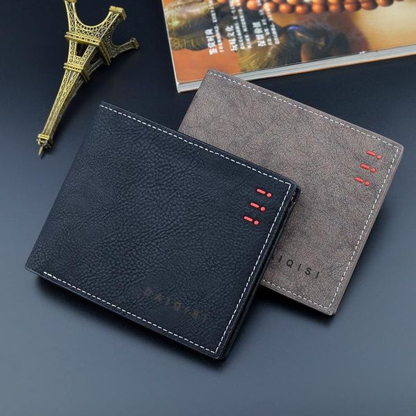 

wallets men's wallet short simple retro thin frosted soft, Red;black