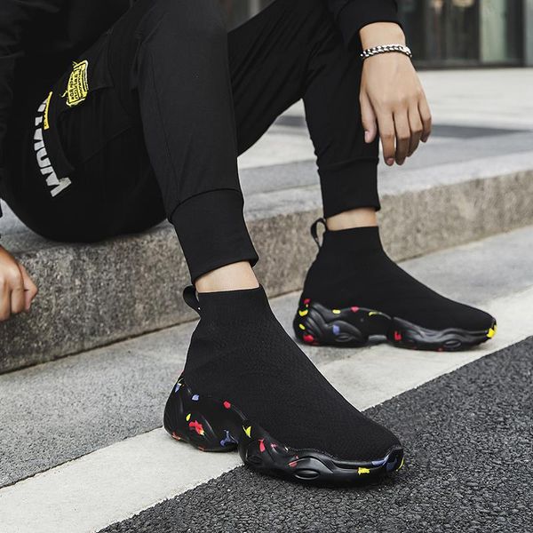 

breathable casual and tennis summer socks 2021 fashion black flat sneakers comfortable hip-hop shoes high-shoe men mcbll