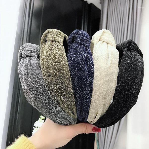 

fashion glitter shiny sequin cloth women headwear simple hair accessories woven wide-side headbands1