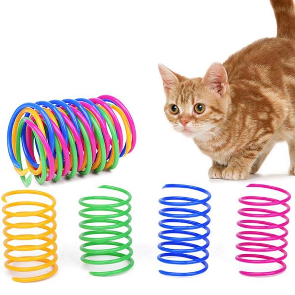 

cat toys colorful spring toy creative plastic flexible coil 4pcs/pack interactive funny pet favor product
