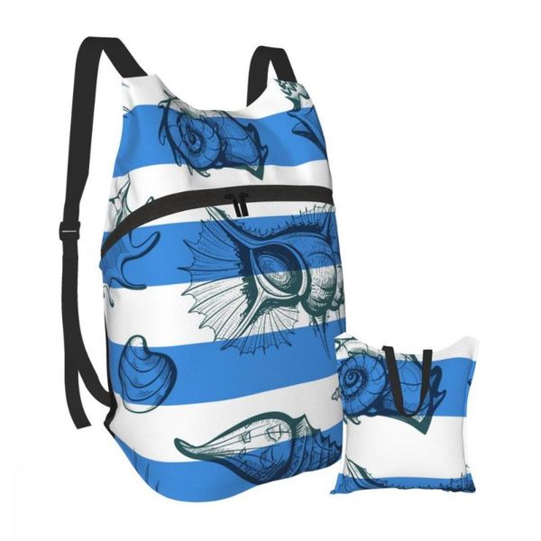 

backpack lightweight packable foldable vintage seashell spiky sketch with stripes pattern ultralight outdoor