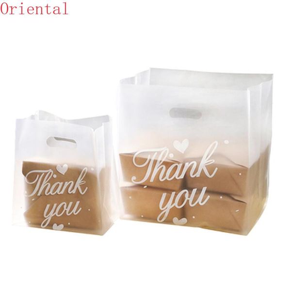 

50pcs thank you plastic shopping bags gift with handle christmas wedding party bag candy cake wrapping packaging wrap