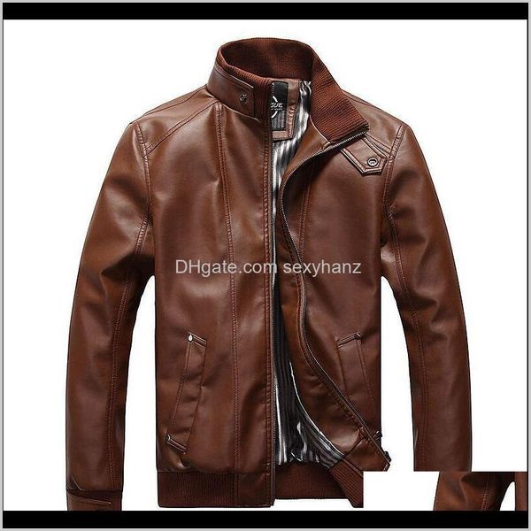 

jackets outerwear & coats mens clothing apparel drop delivery 2021 stand collar solid pu leather men jacket slim fit black brown veste homme