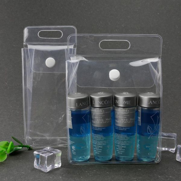 

small soft eva clear transparent button cosmetic bag pouch makeup with hang hole bags & cases
