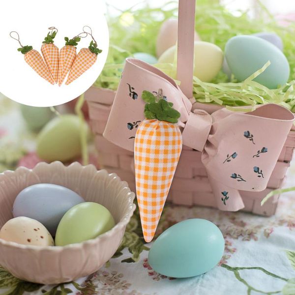 

4pcs easter party carrot hanging decors cloth unique po prop (yellow) gift wrap