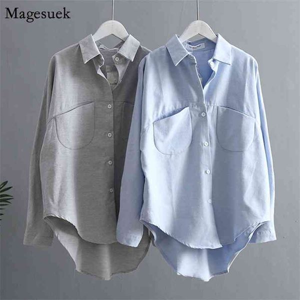 

spring autumn solid women shirt blouses office lady loose long sleeve casual female shirts blusas roupa 6658 210512, White