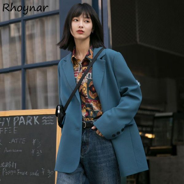 

women's suits & blazers women casual temperament baggy long sleeve notched collar pockets fashion vintage office workwear streetwear la, White;black