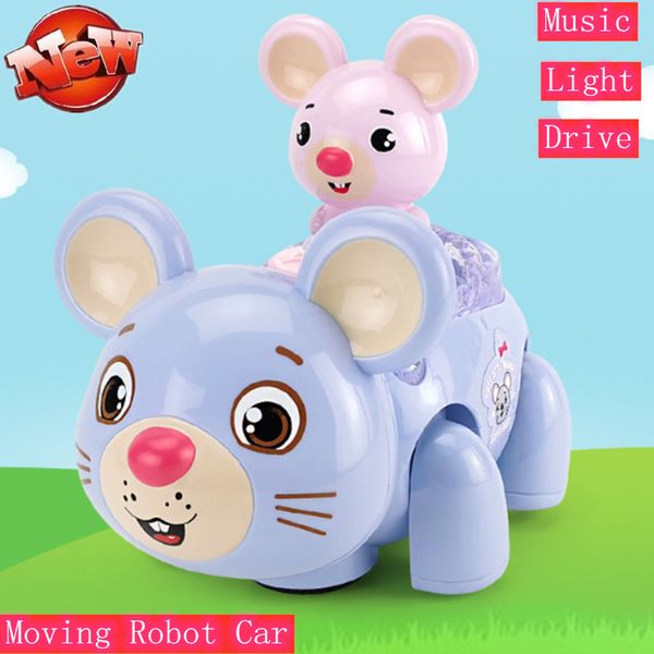 

electronic music walking robot with flash led light toy kid gift classic electric robot mouse 360 rotation car toy model