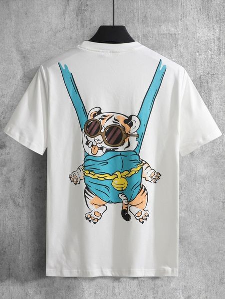 

men cartoon & letter graphic tee f6aj#, White;black
