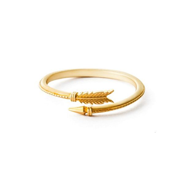 

2021 9k gold cupid's arrow three dimensional feather plain gold ring women's simple opening adjustable, Silver