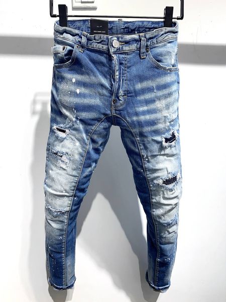

new brand of fashionable european and american men's casual jeans ,high-grade washing, pure hand grinding, quality optimization l9623, Blue