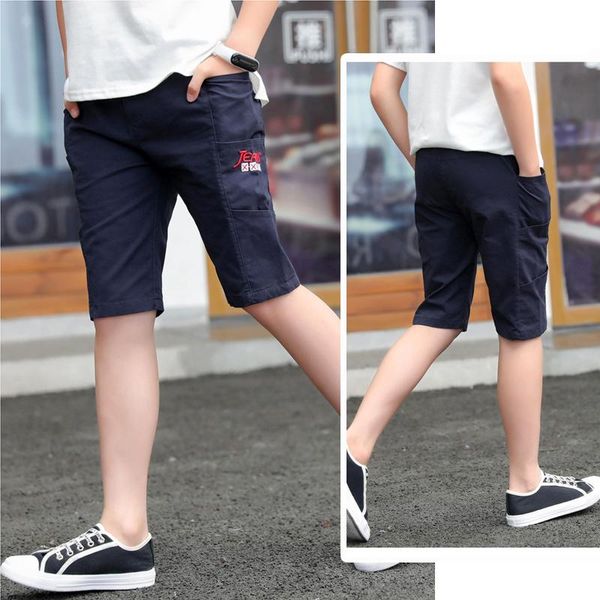 

summer kids boys casual short pants clothes child boy elastic waist shorts overalls teens fashion trousers clothing, Black