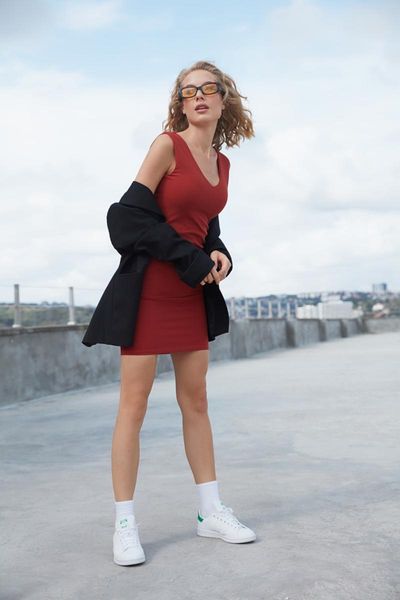 

casual dresses trendyol front back v-neck woven dress twoaw22el2064, Black;gray