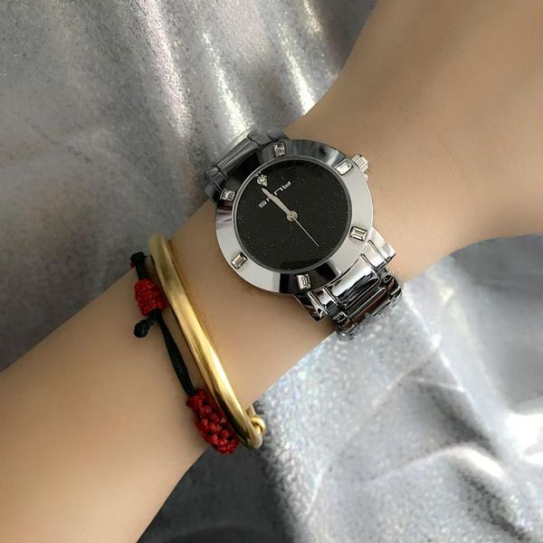 

wristwatches 2021 summer alloy steel belt female watch fashion starry dial european and american women's quartz, Slivery;brown